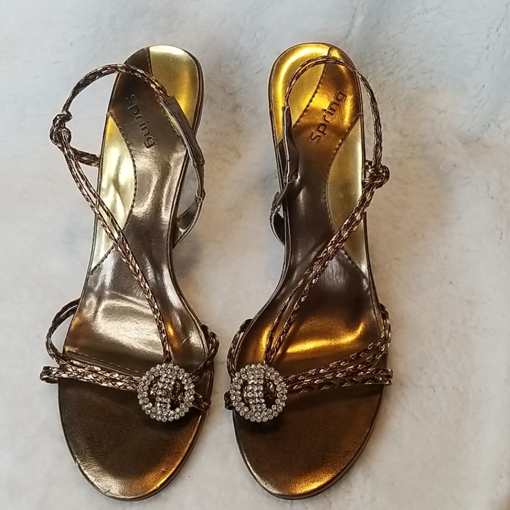 ||Spring|| Gold Heel Sandals